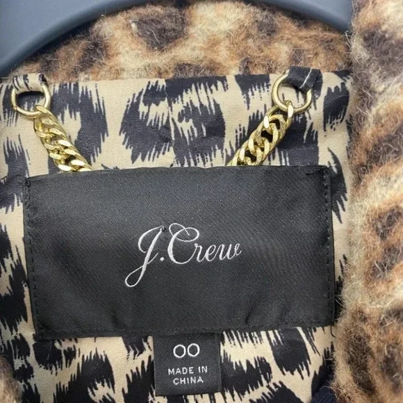 J. Crew Animal Trench Coat Double Leopard 00 Wool Textured - Picture 10 of 13